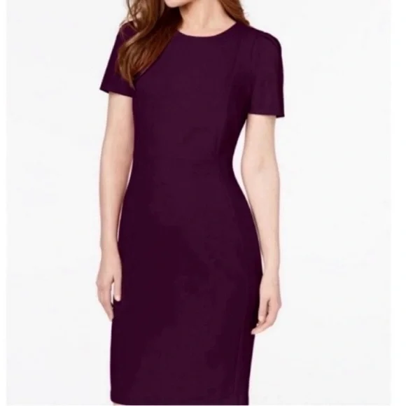 ❤️ NWT! Red CALVIN KLEIN Puff Sleeve Sheath Dress - Size 10 - Picture 3 of 9